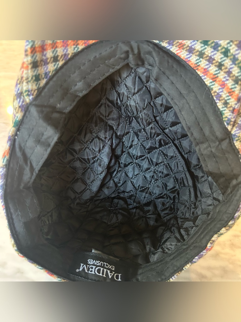 Diadem Multicolor Houndstooth Flat Newsboy Cap Men Size Large approx 23” around - Picture 7 of 9